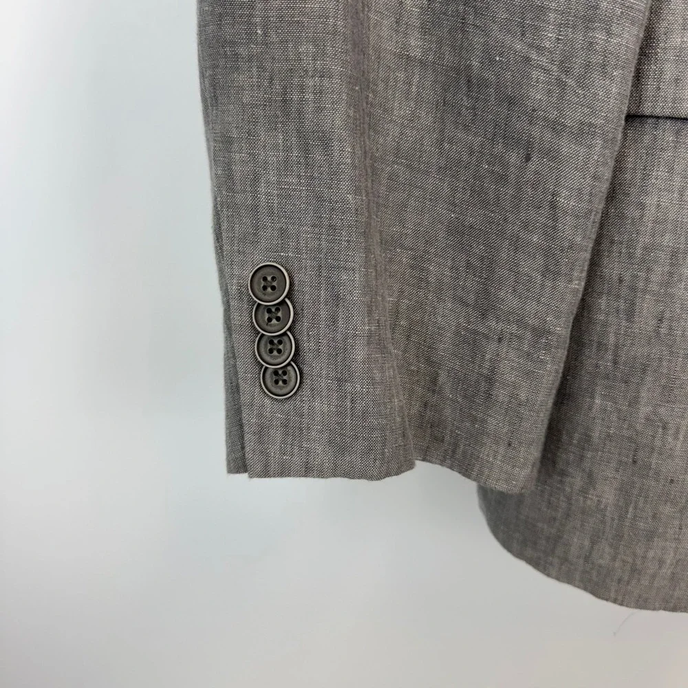 Tommy Hilfiger Mens Grey Linen 2-Button Blazer Sport Coat Size 44 Short